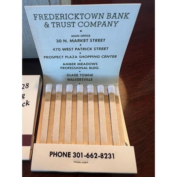 Vintage Matchbooks Fredericktown Bank Frederick Maryland Box of 48 Advertisement - Picture 3 of 3